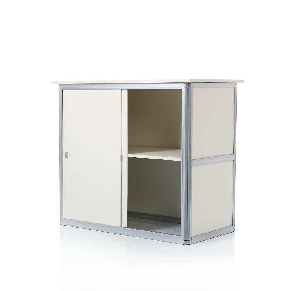 Counter with sliding doors, white
