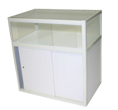 Counter with glass top, white